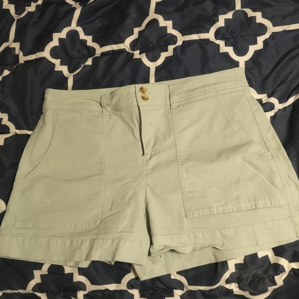 A New Day Green Bermuda Shorts Casual Cotton Blend